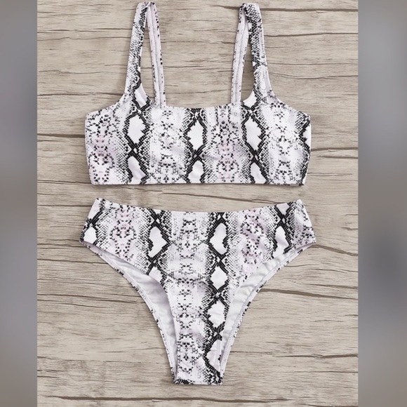 Other - SHEIN Snake Print High Waist Bikini
